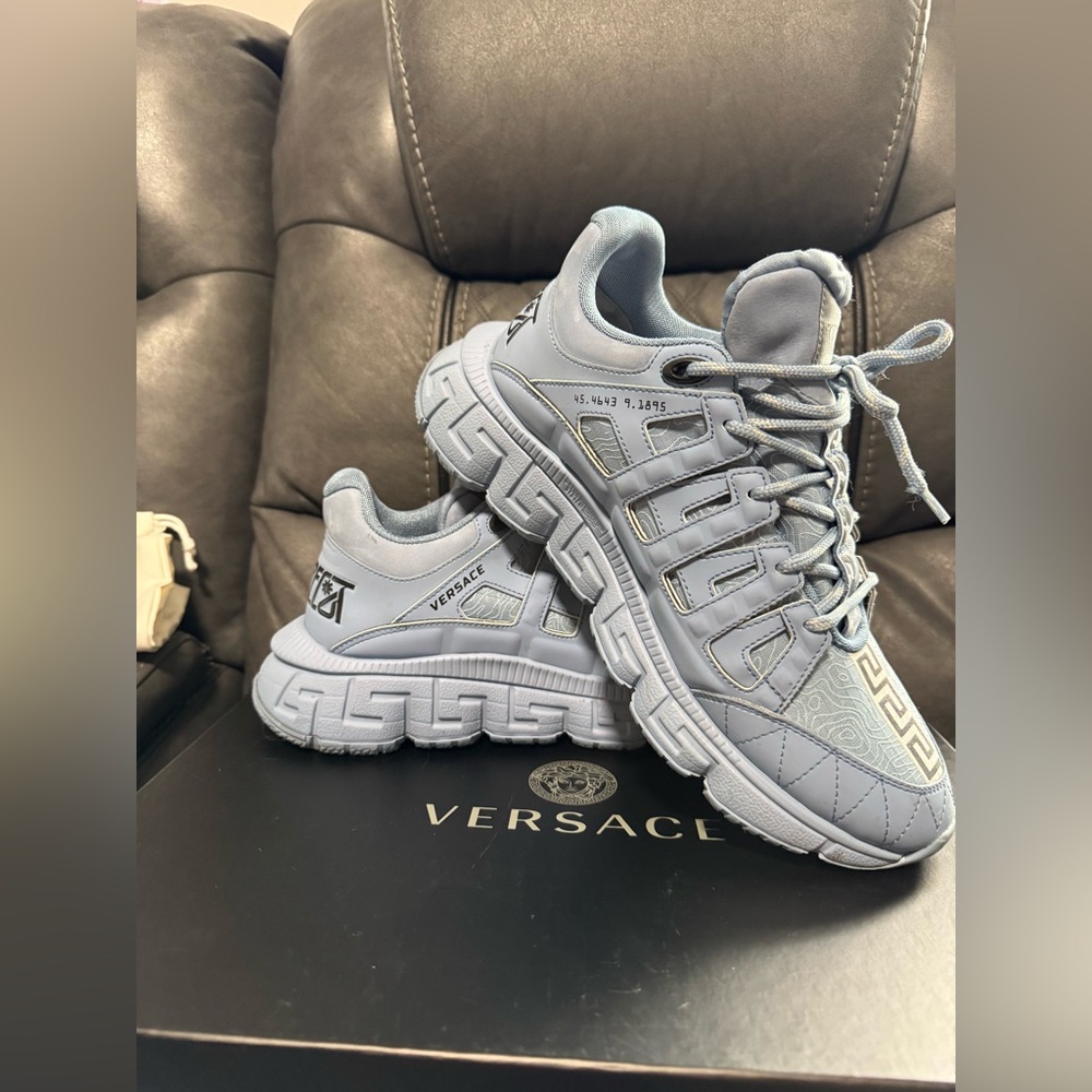 Versace Blue High-Top Sneakers